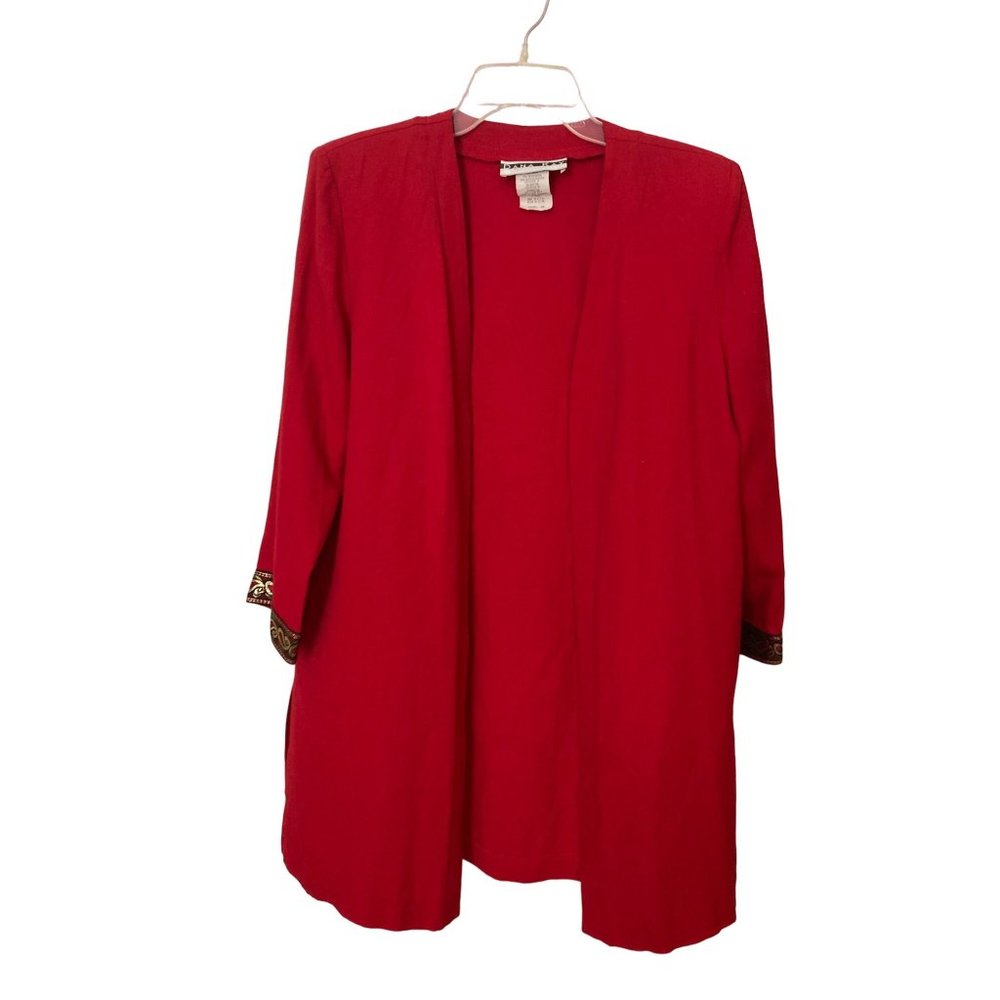 Vintage Dana Kay Red Open Kimono Jacket - Size 10